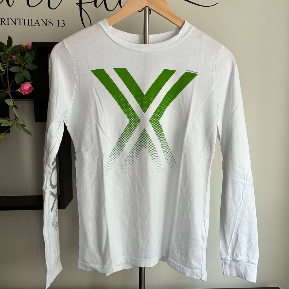 Abercrombie Kids White Tee with Green Graphic